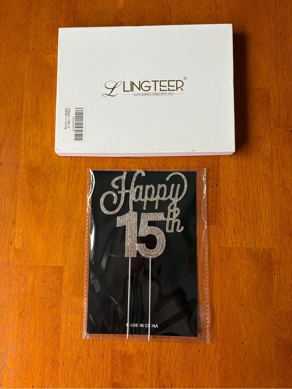 Lingteer Happy 15th Rhinestone Cake Topper